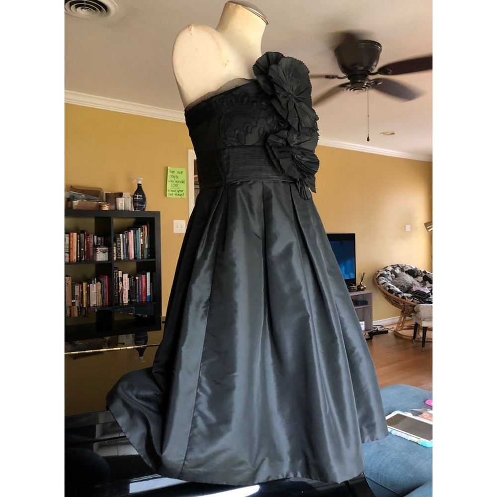 Black Vivienne Tam Silk Taffeta Statement Flower Strapless Cocktail Dress 6 - Picture 3 of 12